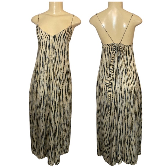 Zara Dresses & Skirts - Zara Tan & Navy Tie Dye Maxi Dress Size M/L 100% Viscose Sleeveless